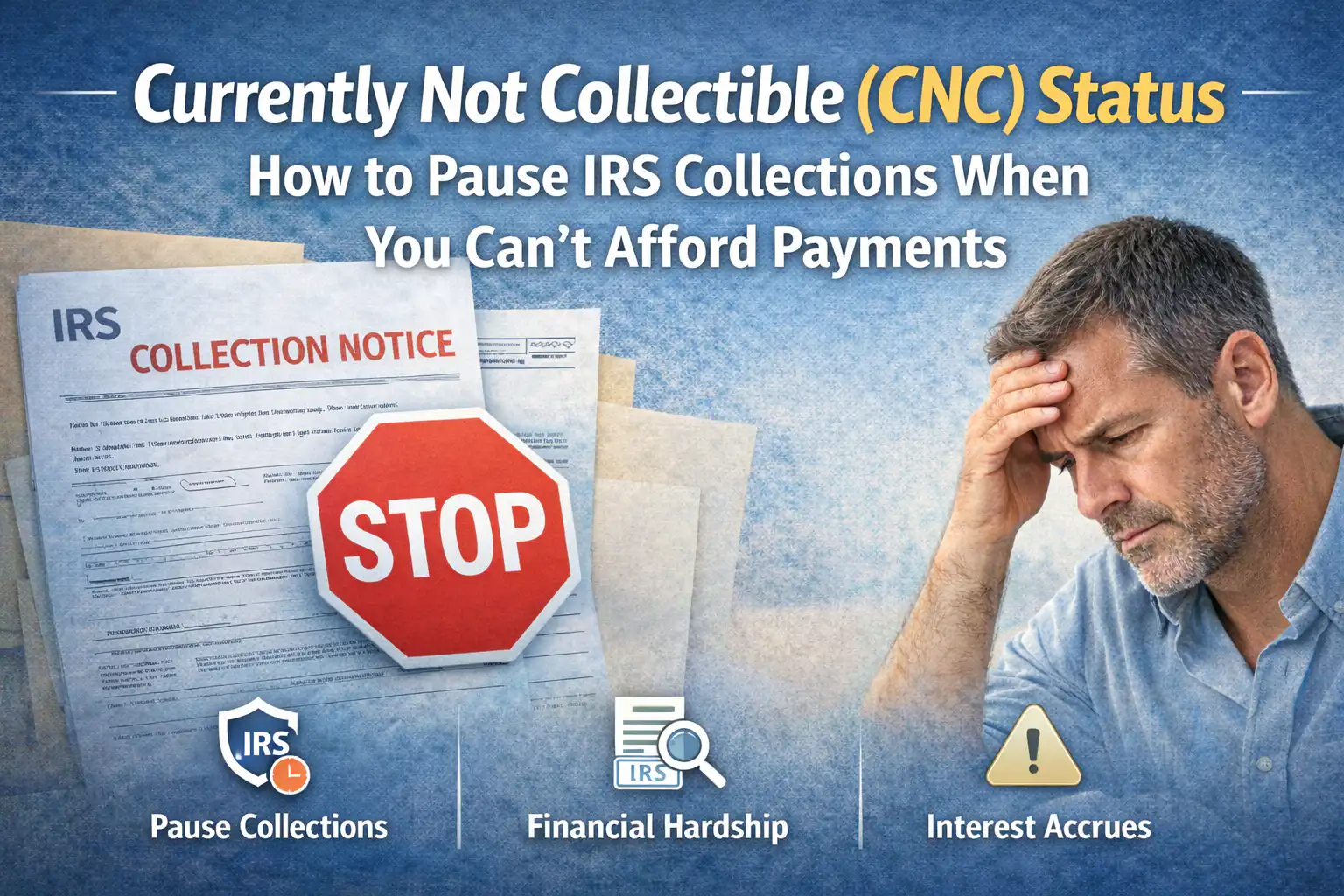 Currently Not Collectible (CNC) Status: How to Pause IRS Collections When You Can’t Afford Payments IRS collections pause options explained